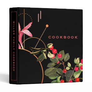 Modern Black & Red Cherries Cookbook 3 Ring Binder