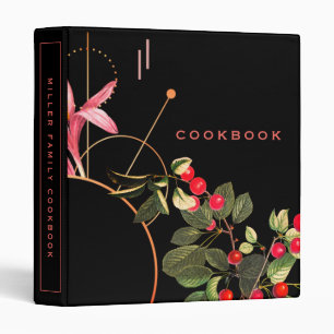 Modern Black & Red Cherries Cookbook 3 Ring Binder