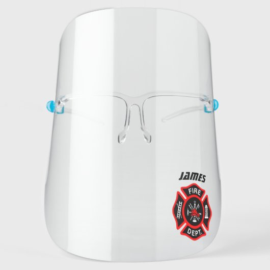 Modern Black & Red Firefighter Face Shield (Front)
