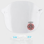 Modern Black & Red Firefighter Face Shield (Front w/Glasses)
