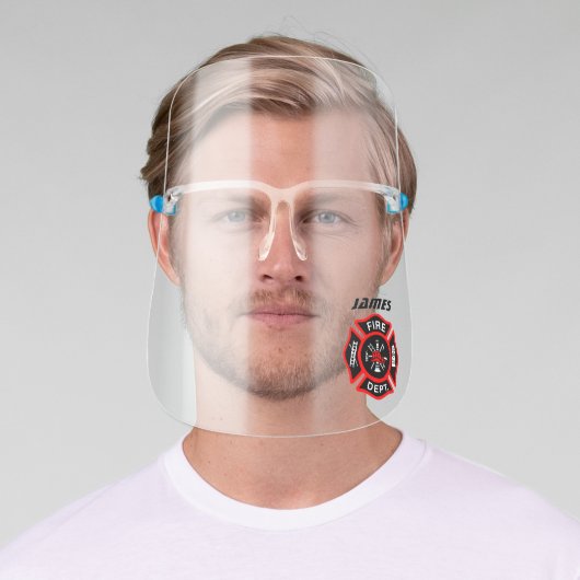 Modern Black & Red Firefighter Face Shield (Insitu)