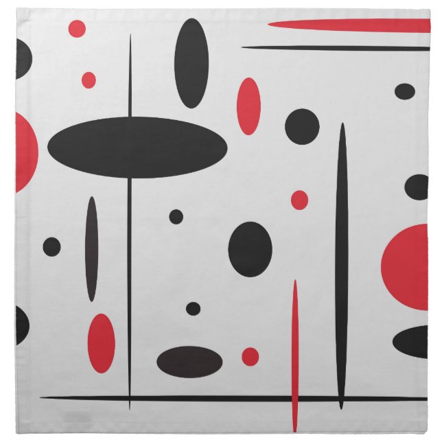 Modern Black Red Geometric Abstract Celebration Napkin (Front)