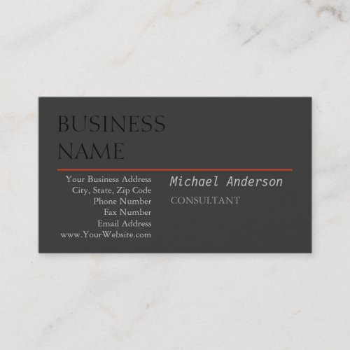 Modern Black Red Gray Manager Business Card