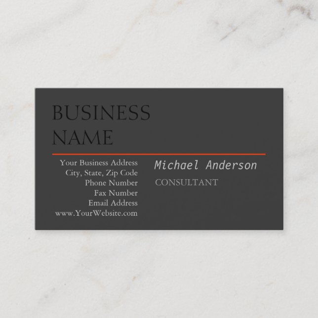 Modern Black Red Gray Manager Business Card (Front)