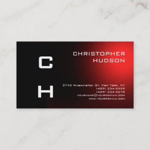 Modern Black Red Plain Business Card