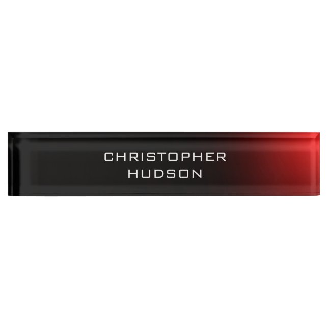 Modern Black Red Plain Desk Name Plate (Front)