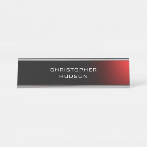 Modern Black Red Plain Desk Name Plate