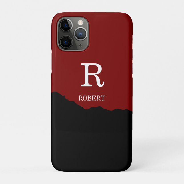 Modern Black & red script Custom Name Case-Mate iPhone Case (Back)