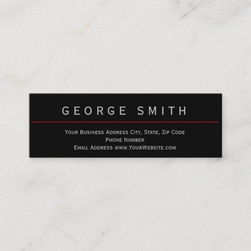 Modern Black _ Red Simple Plain Business Card