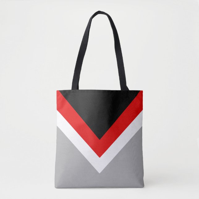 Modern Black, Red.White & Gray Abstract Triangles Tote Bag (Front)