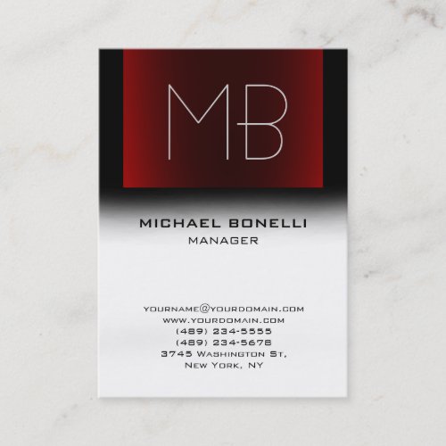 Modern black red white stylish business card