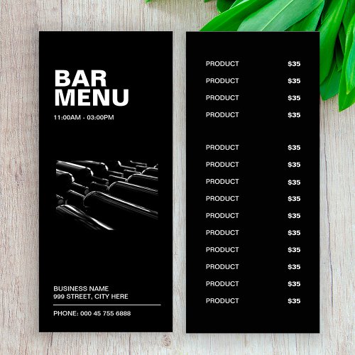 Modern Black Restaurant Bar Menu  Price List