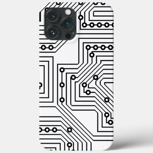 Modern Black Retro Computer Circuit Board Pattern iPhone 13 Pro Max Case