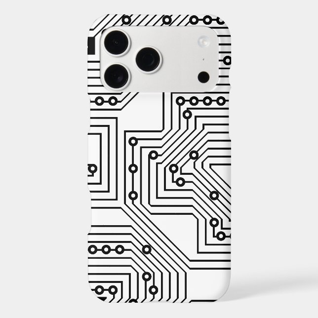 Modern Black Retro Computer Circuit Board Pattern Iphone Case (Back)
