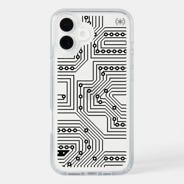 Modern Black Retro Computer Circuit Board Pattern Speck iPhone Case (Front)