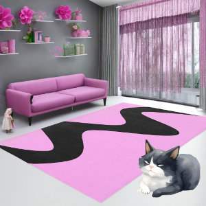 Modern Black River Pink Rug