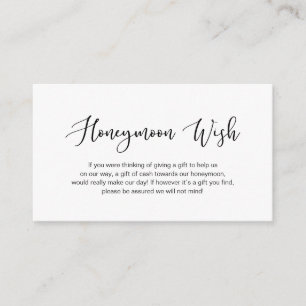 Modern black romantic font, Wedding Honeymoon Wish Enclosure Card