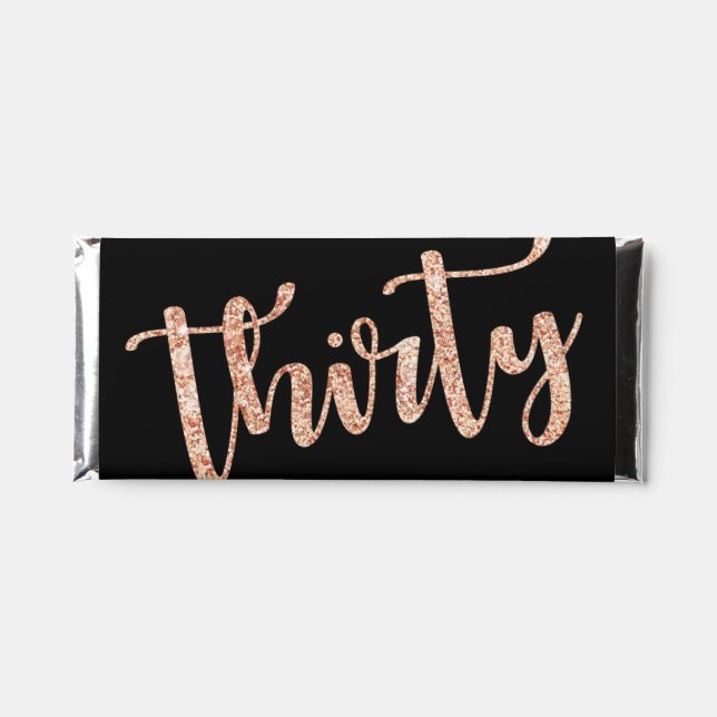 Modern Black Rose Gold 30th Birthday Personalized  Hershey Bar Favors (Front)