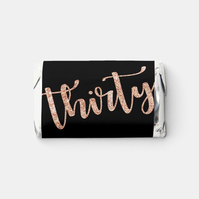 Modern Black Rose Gold 30th Birthday Personalized  Hershey's Miniatures (Front)