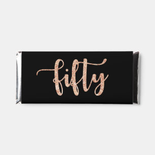 Modern Black Rose Gold 50th Birthday Personalized Hershey Bar Favors