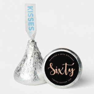 Modern Black Rose Gold 60th Birthday Personalized Hershey®'s Kisses®