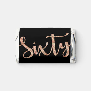 Modern Black Rose Gold 60th Birthday Personalized Hershey's Miniatures
