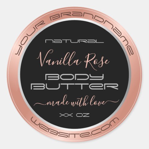 Modern Black Rose Gold and Silver Product Labels