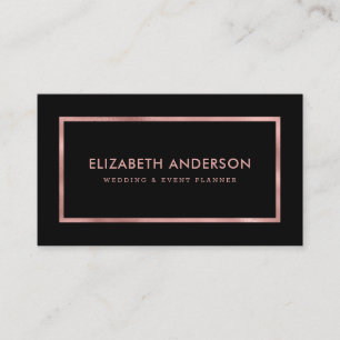 Modern Black Rose Gold Business Card