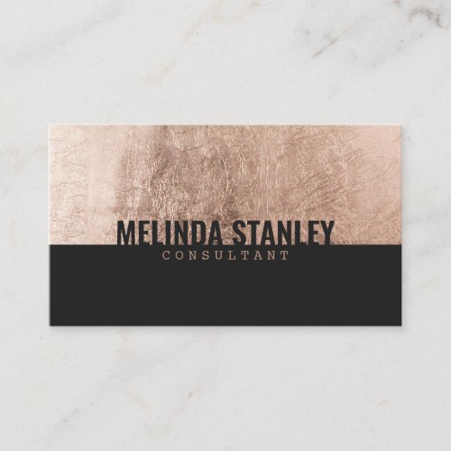 Modern black rose gold foil elegant color block business card