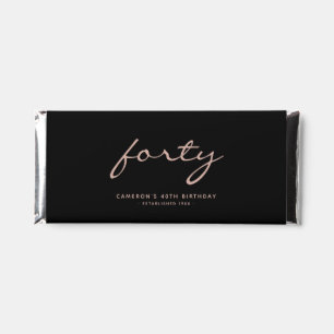 Modern Black & Rose Gold Personalized Age Hershey Bar Favors