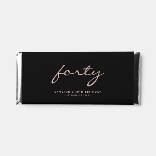 Modern Black  Rose Gold Personalized Age Hershey Bar Favors