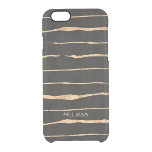 Modern Black & Rose-Gold Stripes Pattern GR2 Clear iPhone 6/6S Case