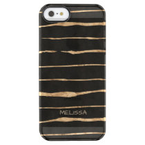 Modern Black & Rose-Gold Stripes Pattern GR3 Clear iPhone SE/5/5s Case