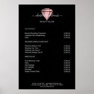 Modern Black Rosegold Diamond Price List Poster