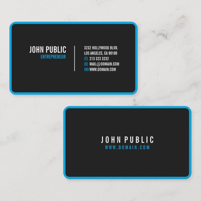 Modern Black Rounded Corners Business Card (Front/Back)