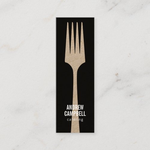 Modern black rustic brown kraft fork catering logo mini business card