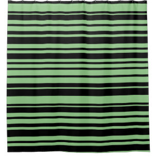 Modern Black Sage Green Striped Abstract Shower Curtain