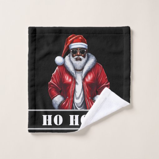 Modern Black Santa African American Christmas Bath Towel Set | Zazzle