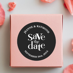 Modern Black Save The Date Wedding Announcement Classic Round Sticker