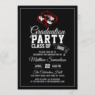 Modern Black School GRADUATION Party add LOGO Invitation
