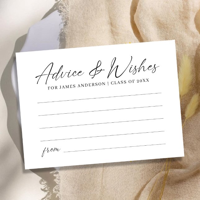 Modern Black Script Advice & Wishes Graduation Enclosure Card (Creator Uploaded)