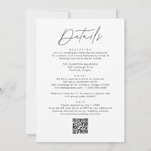 Modern Black Script All In One QR Code Wedding Invitation | Zazzle