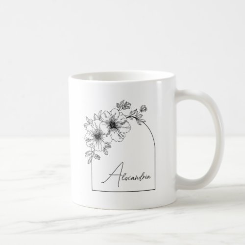 Modern Black Script Beautiful Arch Elegant Floral Coffee Mug