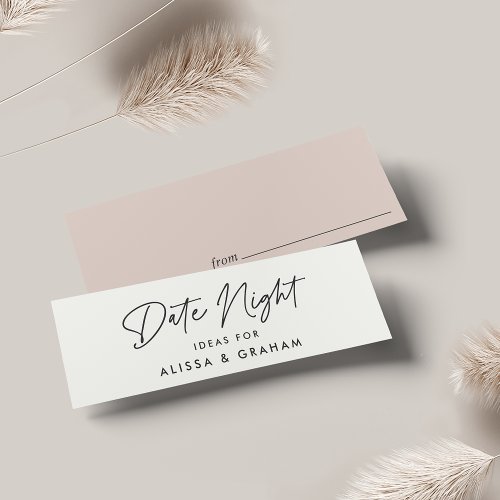 Modern Black Script Bridal Shower Date Night Card
