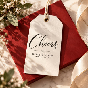 Modern Black Script Cheers Christmas Gift Tags