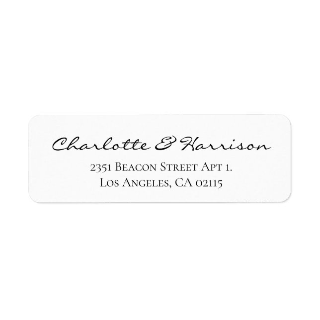 Modern black script elegant chic wedding address label (Front)