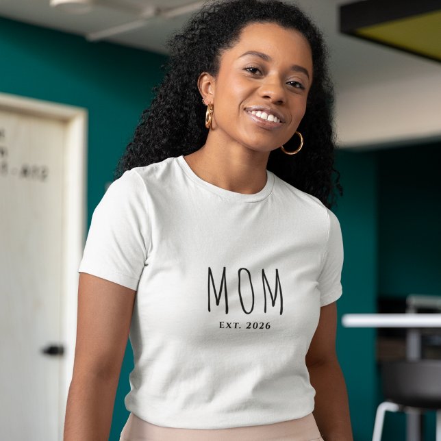 Modern Black Script Established New Mom  T-Shirt (Modern Black Script Established New Mom T-Shirt)