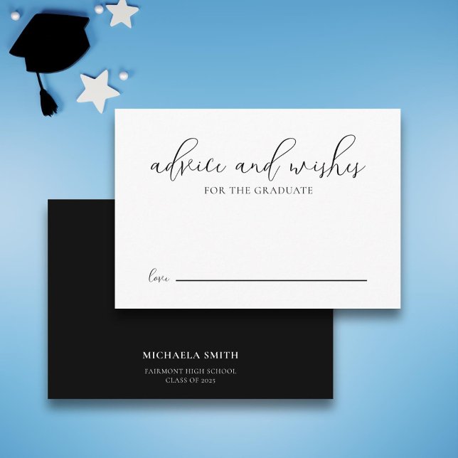 Modern Black Script Graduate Advice Graduation Enclosure Card (Creator Uploaded)