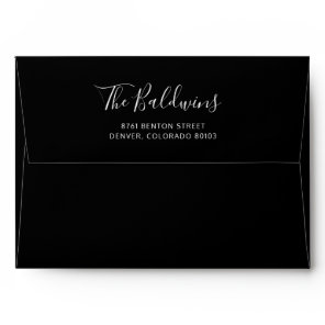 Modern Black Script Name Return Address Envelope