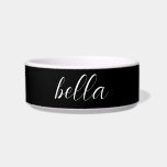 Modern Black Script | Personalized Pet Bowl<br><div class="desc">Modern script black pet bowl. Featuring a framed border that surrounds your dog or cats name in elegant typography lettering,  this design is stylish chic and ready for you to customize with your own fur baby's name.</div>